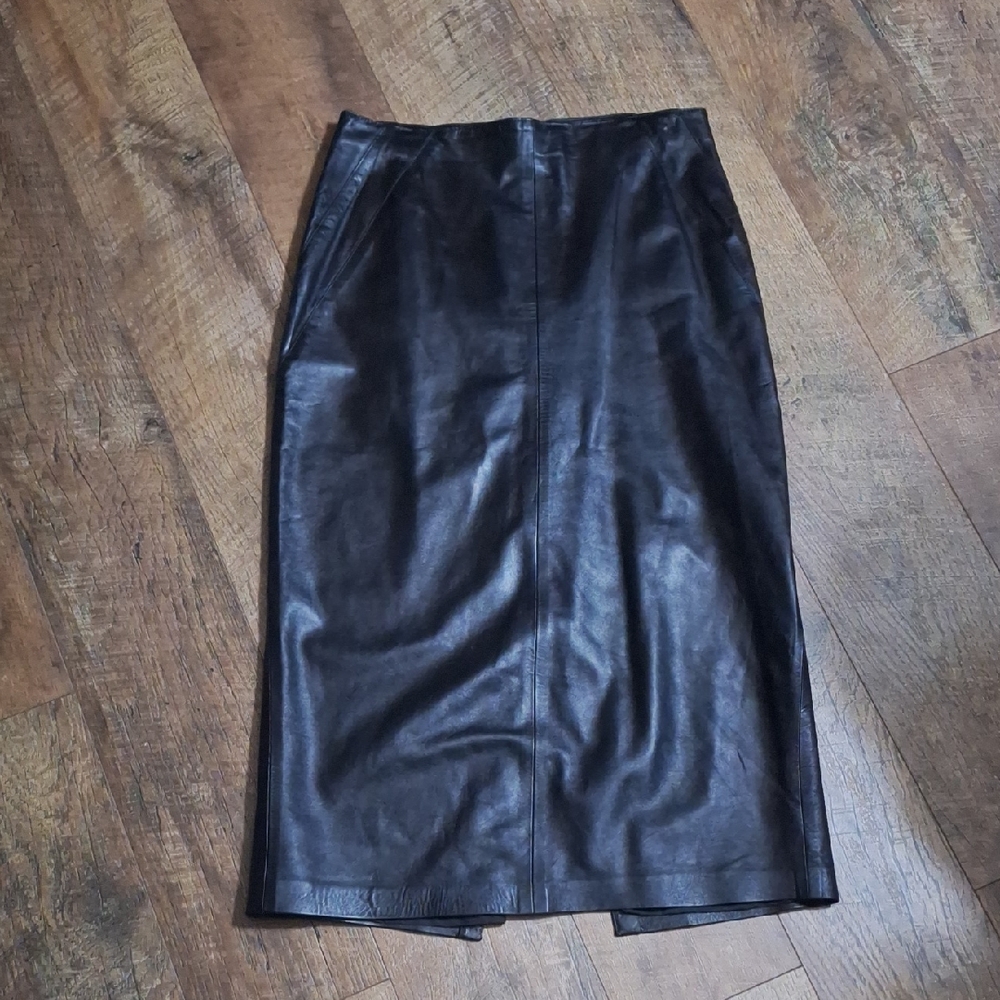 Vintage Ruth Wagner Black Leather Skirt
